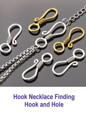 Hook Necklace Finding - Hook and Hole 15 Pieces  Gold tone or Silver tone